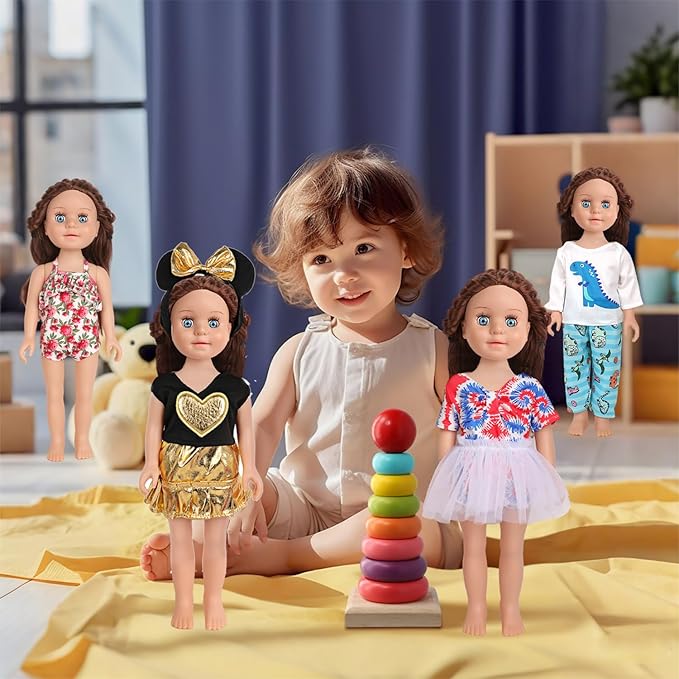 10 Sets of 18 Inch American Doll Clothes, Including 10 of Doll Clothing Dress Outfits for American Dolls, Birthday Gifts for Kids