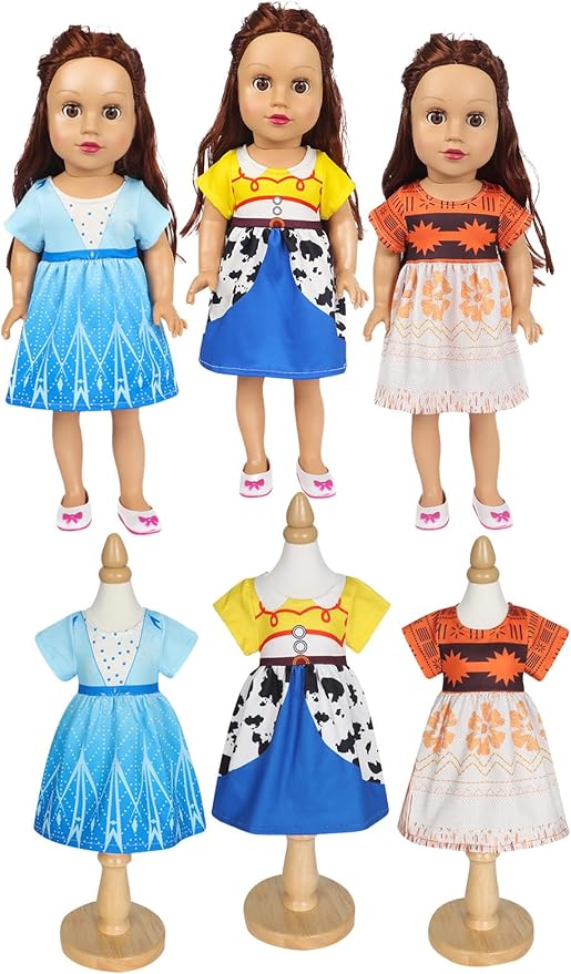 Benylion Doll Clothes for 18 inch Dolls Girls Princess Costume Dress for 18 Inch Doll Include 3Pcs Different Princess Dress Fits All 18 inch Girl Dolls