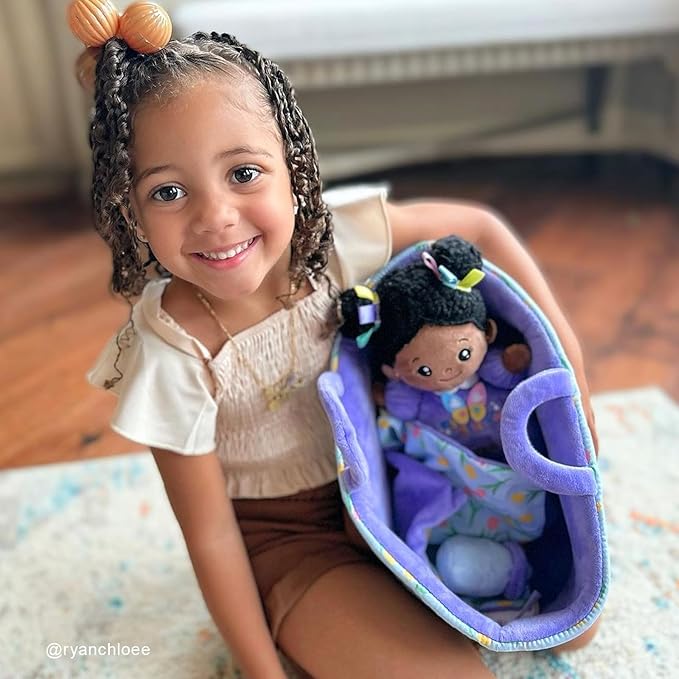 OUOZZZ 10" Baby Doll Accessories, African American Doll Pretend Playset for Social Emotional Learning, Perfect Birthday Toy & Gift for 2 Year Old Girls