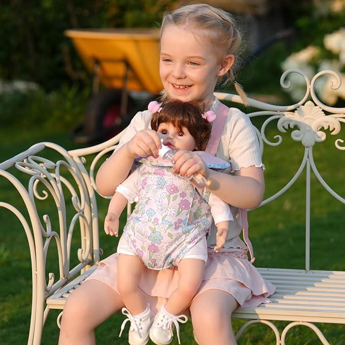 GAGAKU Baby Doll Carrier for Toddlers, Doll Carrier for Little Girls, Toy Baby Dolls Sling for Kids, Reborn Baby Doll Accessories, Colorful Flowers