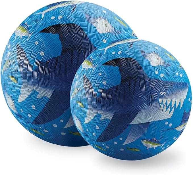 Crocodile Creek Playground Ball - Durable Rubber Ball for Kids Ages 3 and Up - Bouncy Inflatable Ball for Kickball, Indoor Games, and Outdoor Sports - PVC-Free - Shark Reef - 5-inch Diameter