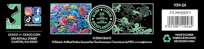Ceaco - Glow in The Dark - Underwater Octopus - 750 Piece Jigsaw Puzzle