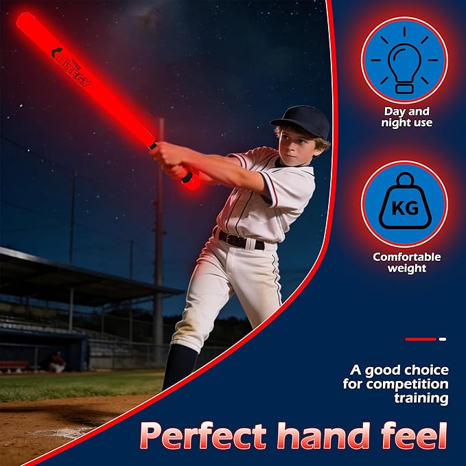 Glow in the Dark Baseball Set，Light Up Baseball USB Charging Led Tball Set Glow in the Dark Toys for Night Practice, Backyard Games Baseballs Gifts for Boys 8-12 Baseballs Accessories