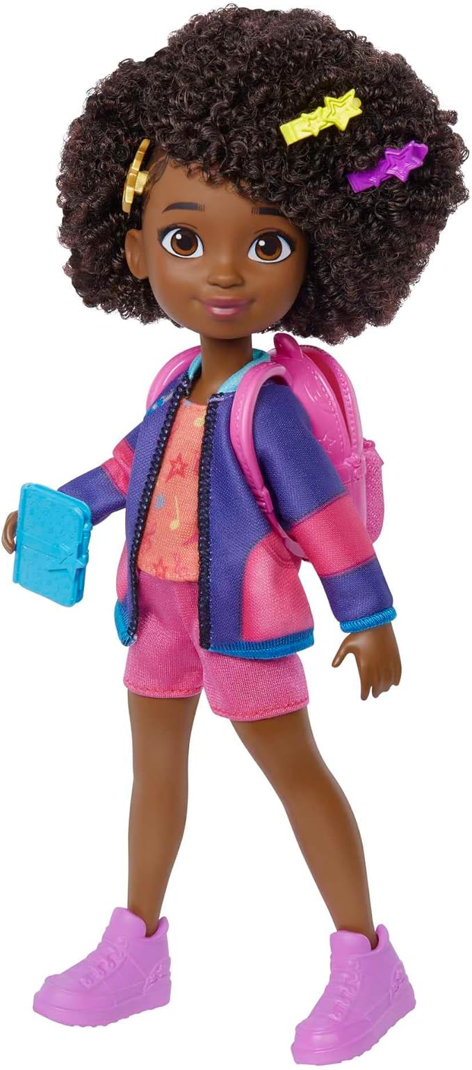 Mattel Karma's World Fashion Pack with Karma Grant Doll, Clothes & Accessories, From School to Stage Set with 14 Pieces, Dark Brown Hair
