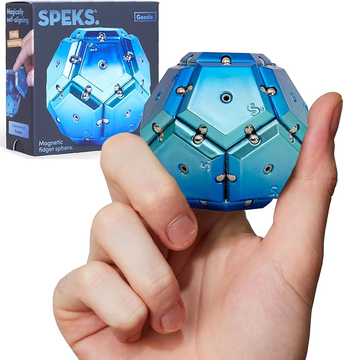 Speks Geode Magnetic Fidget Toy | Sensory Desk Toy for Adults & Teens 14+ | Stress Relief Gift | Sphere, Blue