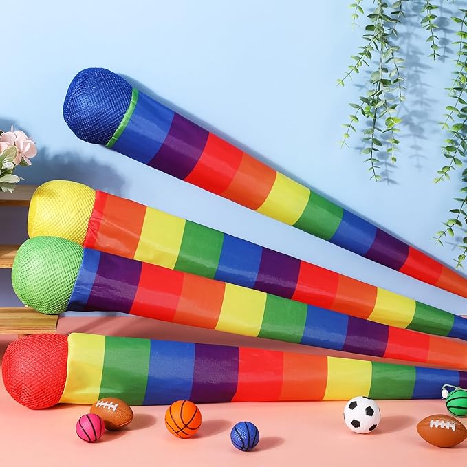 Leyndo 8 Pcs 26 Inch Throw and Catch Balls with Rainbow Tail, Fun Colorful Sports Comet Balls Playground Toys for School Classroom Beach Outdoor Camping Healthy and Fun Games (Bright Color)
