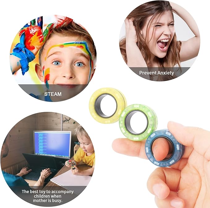 Magnetic Rings Fidget Toy Set, Idea ADHD Fidget Toys (A9-1)