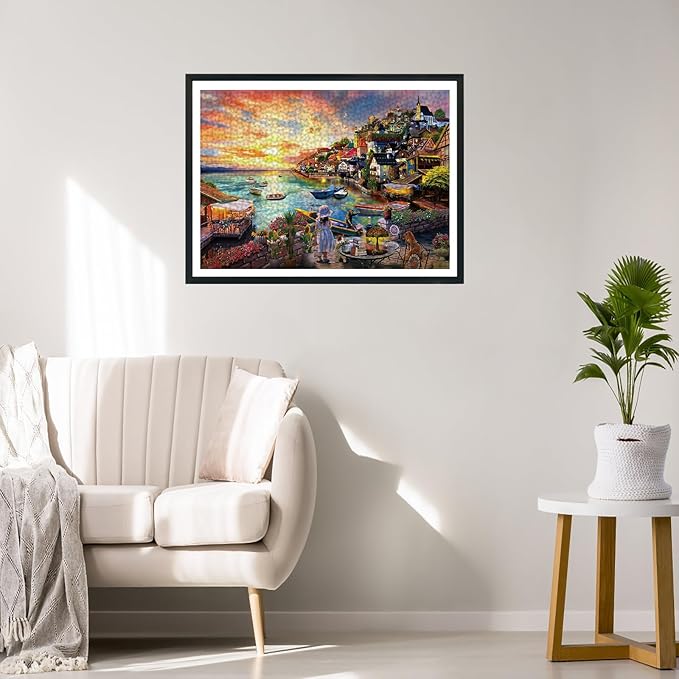 Summer Lake Jigsaw Puzzles for Adults 1000 Pieces, Sunset Landscapes Puzzles for Kids Teens Family Puzzle Toys Educational Intellectual Decompressing Challenging Fun Game Size 27" x 20"
