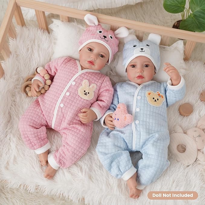 Babeside 4 Pcs Reborn Baby Doll Clothes Set – Soft & Washable Doll Clothes for 17-22 Inch Dolls, Perfect Reborn Babydoll Accessories for Kids, Gift-Ready Outfit Set