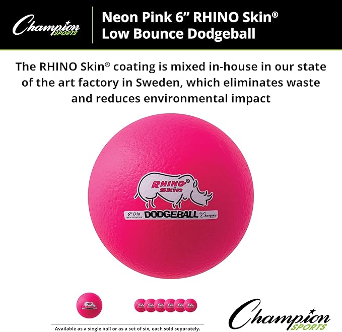 Champion Sports® Rhino Skin® Low Bounce Dodgeball Sets & Singles for Playground, PE, Backyard & League Games – Team Sports Equipment for Youth & Adults