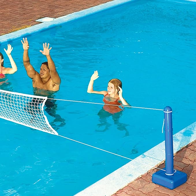 Swimline Cross In Ground Swimming Pool Outdoor Durable Nylon Toy Game Sport Volleyball Net with Ball and Weighted Supports (6 Pack)