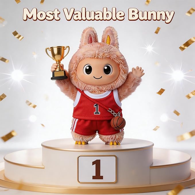 Sports-Themed Basketball Football 3-Piece Set Clothes for LABUBU 17cm Doll, Dolls Clothing Accessories ( No Dolls ) (NO.1 -Red)