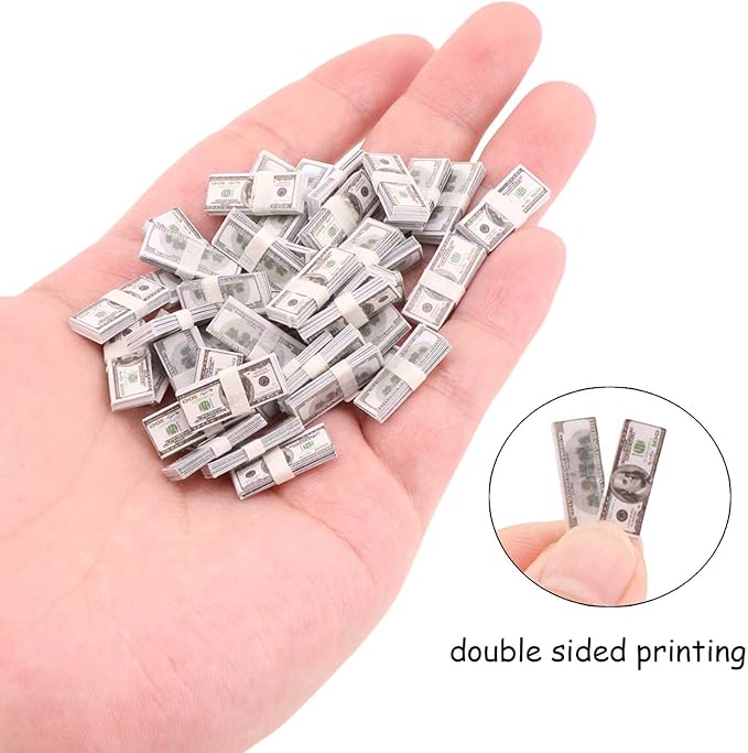 Miniatures Dollhouse 1 12 Scale Accessories 400 Pcs Tiny Money with 1 Set Miniature Champagne Bottles Set Model for Miniature Doll Accessories,Action Figure Props,DIY Craft Projects