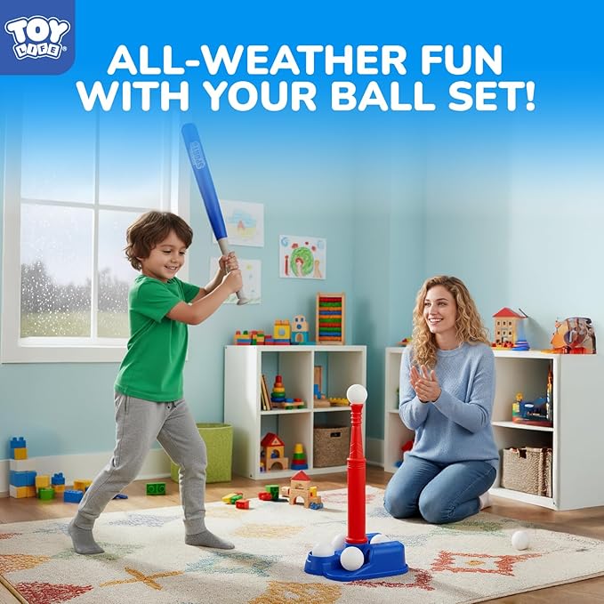 TOY Life T-Ball Set for Toddlers Ages 3-5 – Kids Baseball Set with Bat, Tee and 6 Balls – Outside Toys & Birthday Gift for 3, 4, 5, 6, 7, 8 Year Old Boys
