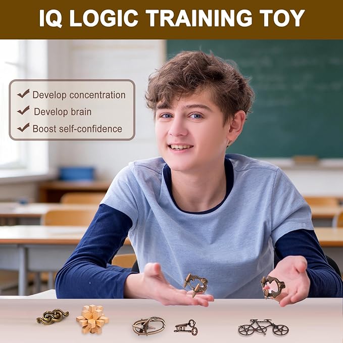 Brain Teaser Puzzles for Adults Disentanglement Puzzles Metal Brain Teaser Puzzles (32PCS Metal+Wood Puzzles)