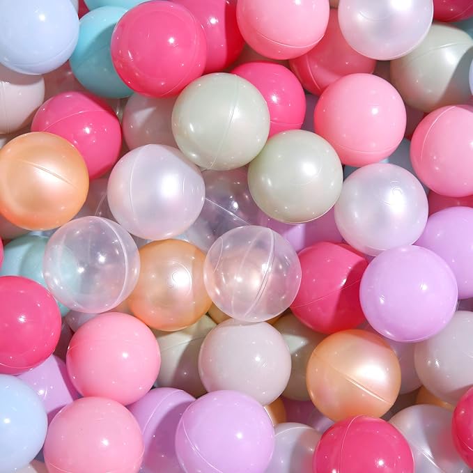 PlayMaty Colorful Pit Balls 2.1-inch Plastic Ocean Ball Crush Proof Stress Balls for Kids Pool Ball Playhouse Pit Accessories