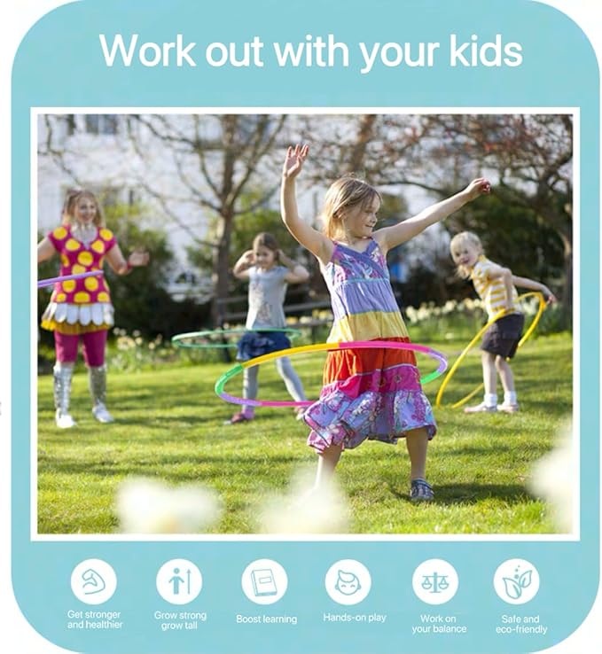 Exercise Hoop for Kids,Detachable and Adjustable Weight Kids Exercise Hoop, Multicolor Plastic Sports Play Hoop