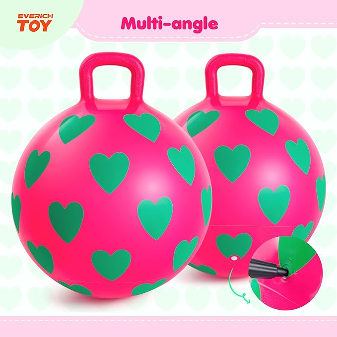 EVERICH TOY Hopper Ball,15In Sit On Bouncy Balls with Handle, Purple Heart Girls Toys for Indoor Outdoor Active Play Toys, Best Balance Hopping Toys for Girls Boys Gifts 3 4 5 6 Yr Old
