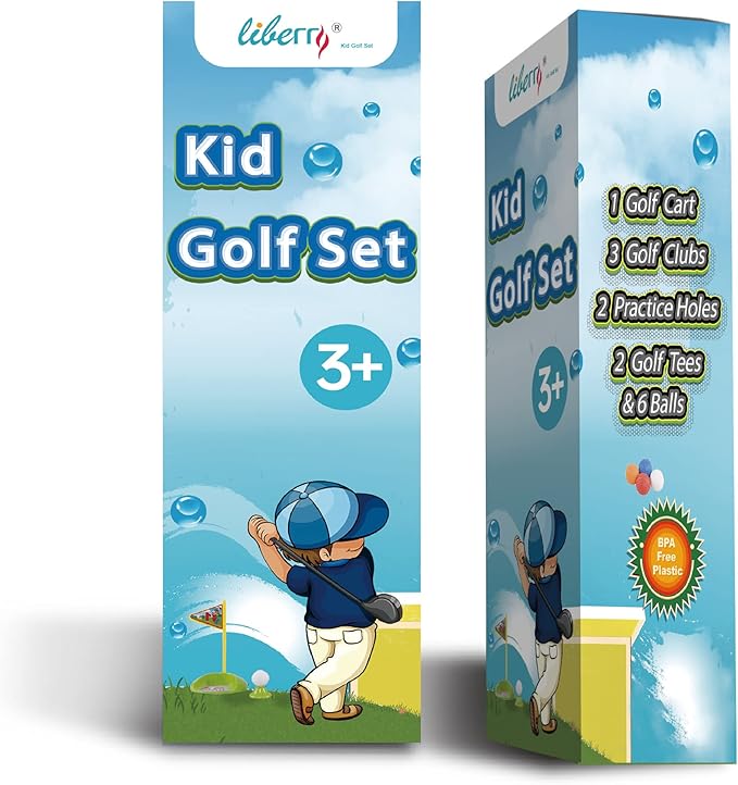 Liberry Toddler Golf Set with Cart, Plastic Golf Clubs & Balls for Kids Ages 1 2 3 4 5, Indoor Outdoor Sports Toys Birthday Gift for Boys & Girls