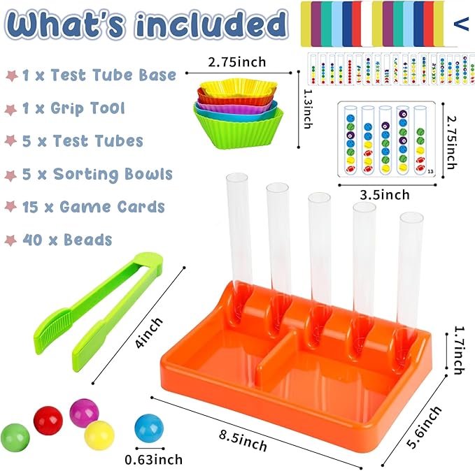 Counting and Color Sorting Kit Toy, Preschool Kindergarten Learning Activities, Math Manipulatives Supplies Matching Games, Fine Motor Skills, Educational Montessori Toys for Kids 3 4 5 6 7 8 Year Old