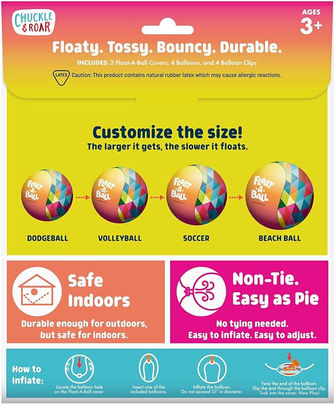 Float-A-Ball 2-Pack – Adjustable Balloon-Powered Float Balls for Kids, Reusable Outdoor & Pool Toy, Fun Floating Ball Game for Summer Play, Includes Extra Balloons, Ages 3+