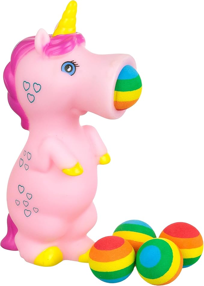 1pc Foam Ball Popper Toy - Squeeze & Launch Unicorn Toy w/ Foam Balls Included – Animal Ball Shooting Squishy Toy, Toddler Toys