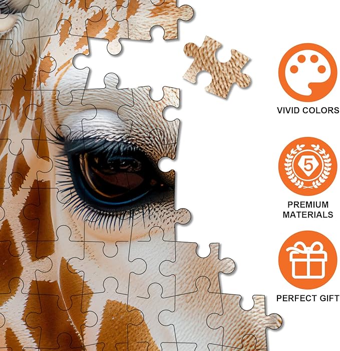Giraffe Family 1000 Piece Puzzle for Adults - Mother & Baby Nuzzle Art, Lettered Backing, 20"x28" HD, Premium Gift for Animal & Family Lovers