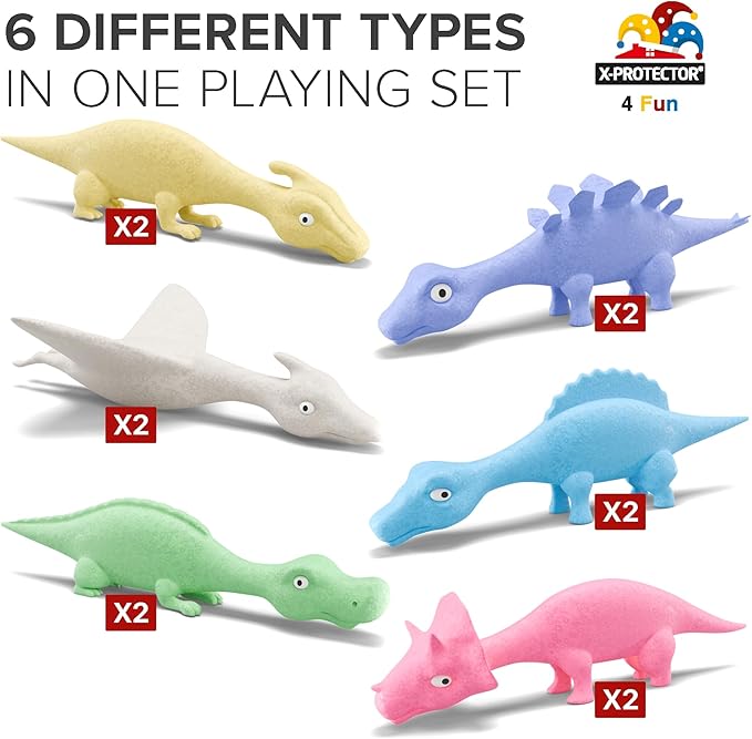 X-Protector Rubber Dinosaur Slingshot - 12 PCS Pack - Flying Finger Slingshot - Dinosaur Flingers Sling Shot Toys for Kids - Funny Adult Pinata Stuffers - Premium Slime for Fingers!