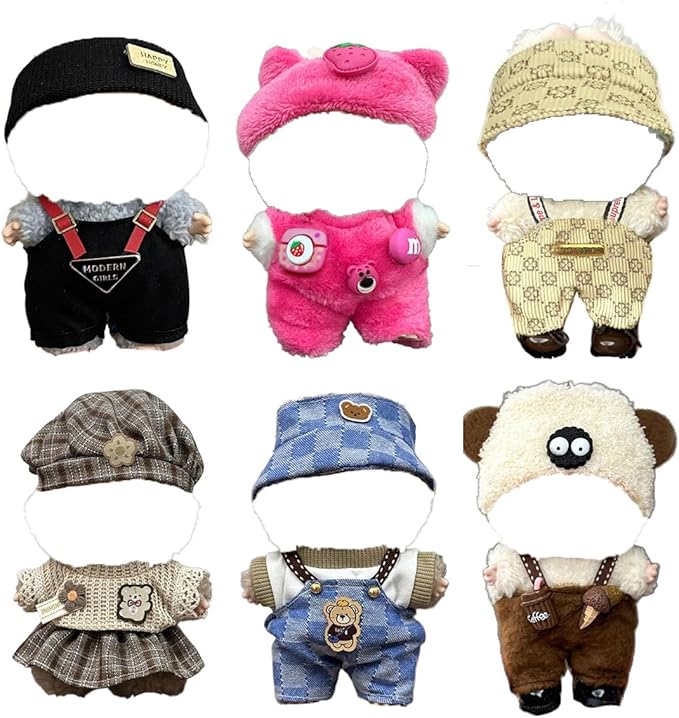 Clothes for 15/17cm Dolls - 6 Set Clothes for 6.7 Inch Dolls, Premium Stylish Outfit with Accessories for Play & Display（No Doll） (SET1)