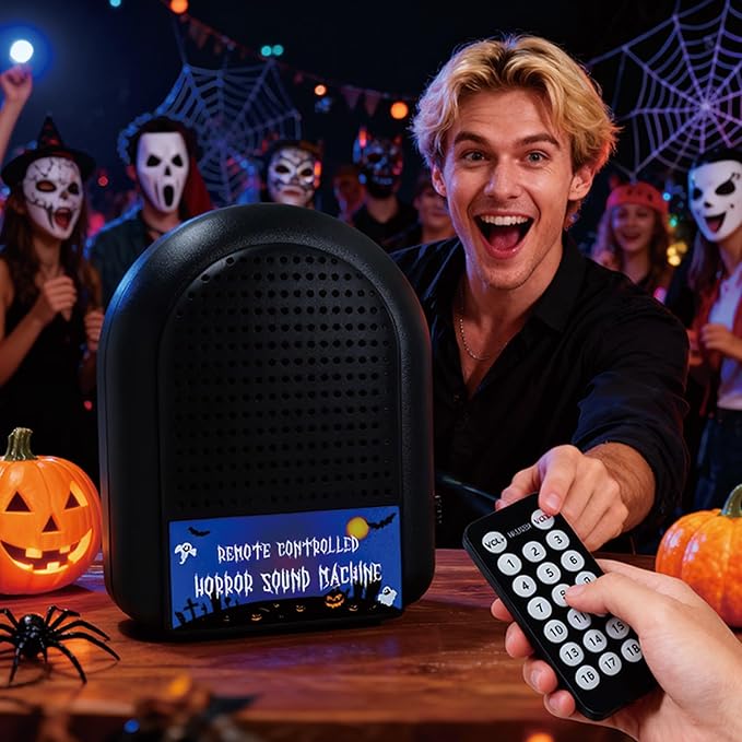 Remote-Controlled Horror Sound Machine, Various Horror Sound Effects and Ambient Music, Scary Toy, Office Prank, Gag Gift, Pocket-Sized April Fool's Gift, Christmas Gift (18 Voices)