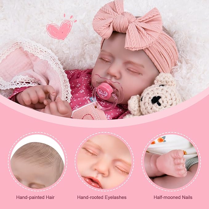 Aori Reborn Baby Dolls Girl - 20-Inch Realistic Real Life Baby Doll, Newborn Lifelike Real Looking Baby Girl with Soft Body, Great Gift Set for Kids, Parents-to-be, Grandparents