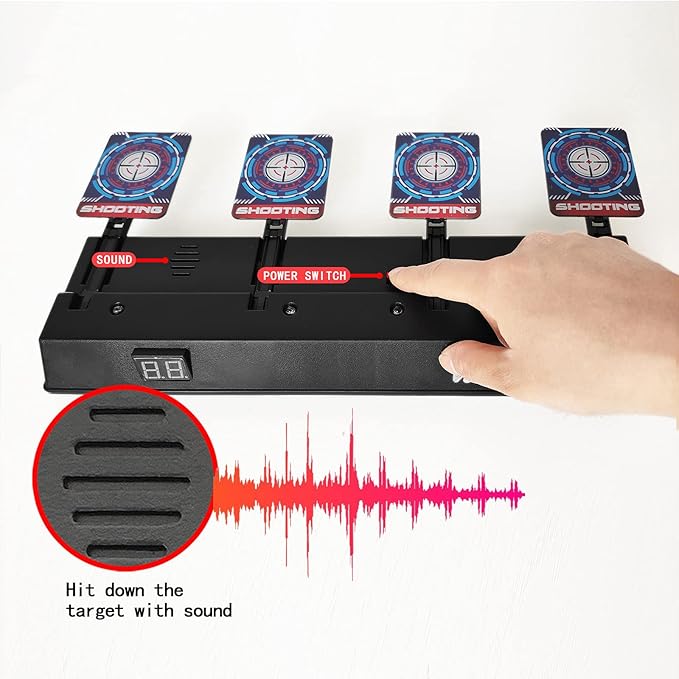 Electronic Auto Reset Digital Shooting Target with net for Toy Gun Gifts for Kids Boys Girls Age 3+