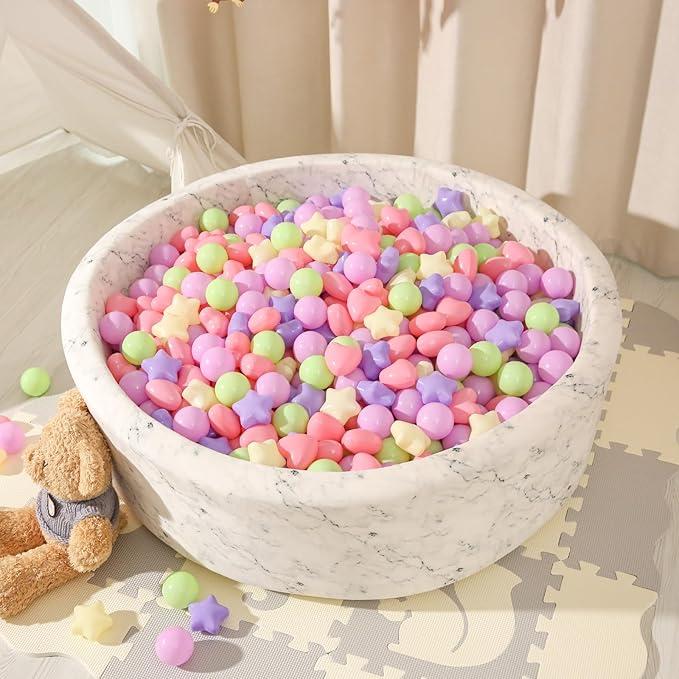 Star Ball Pit Balls for Toddlers -100pcs Macaron Pit Balls Phthalate Free BPA Free Crush Proof Play Balls Play Tent Pool Playhouse Playpen Party Decoration.