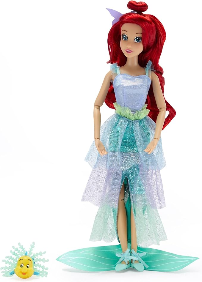 Disney Store Official Princess Ballet Doll - 11 Inch Ariel Ballerina Doll - Includes Brush with Molded Details, 2 Tutu Outfits, Accessories and Flounder Figure - Disney Princess Toys for Girls