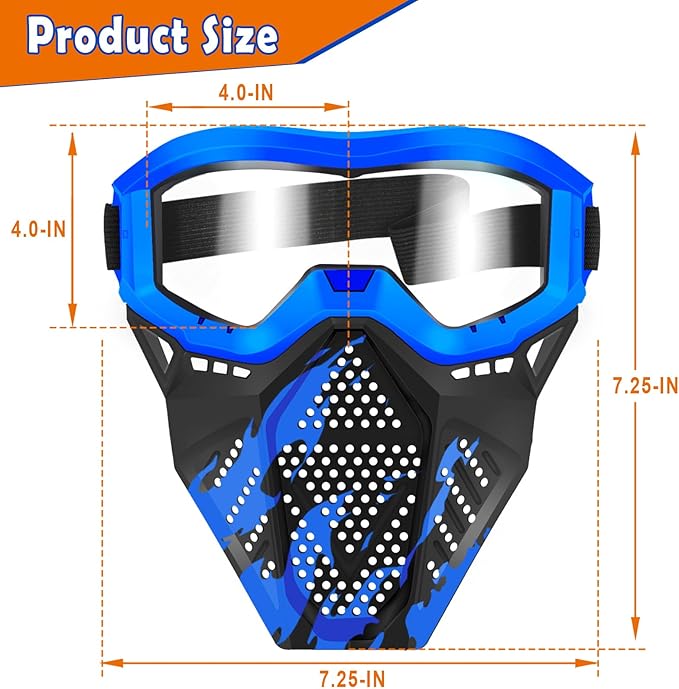 POKONBOY 2 Pack Tactical Mask with Goggles Compatible with Nerf Rival , Apollo, Zeus, Khaos, Atlas, & Artemis Blasters Rival Mask Red & Blue