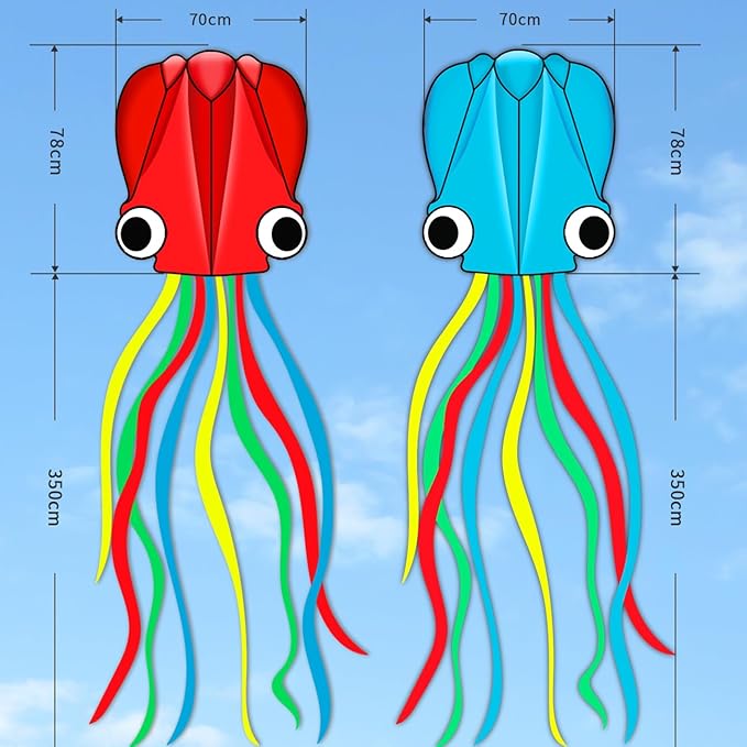 Large Octopus Kites for Kids & Adults,Big Kite for Beginners, Kites for Kids Ages 4-8,Outdoors Activities with Line and Handle