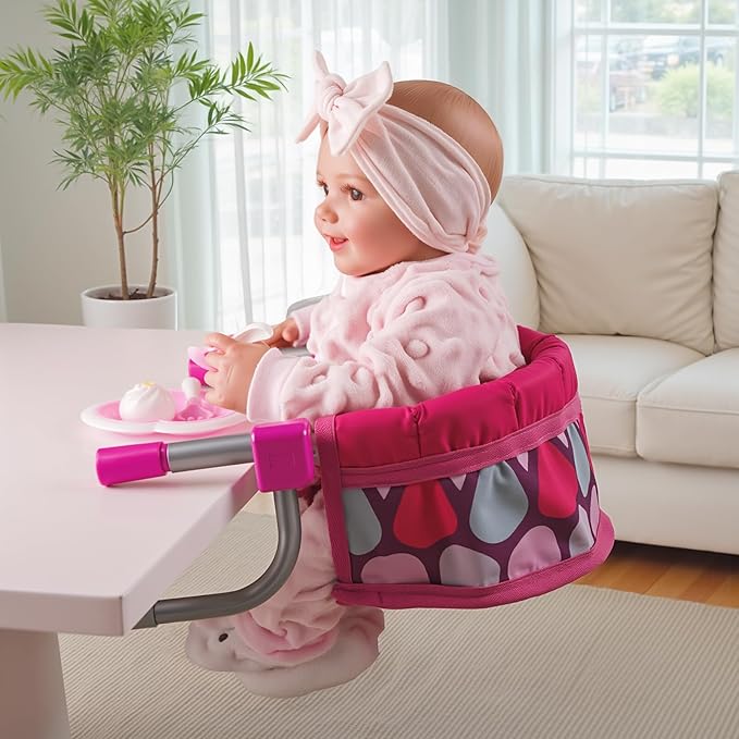 BABESIDE Baby Doll High Chair for 12–20 Inch Dolls, Foldable Table Seat Doll Furniture, Portable Feeding Chair Accessories for Reborn Dolls and Toys, Pretend Play Accessory for Girls and Boys Age 3+