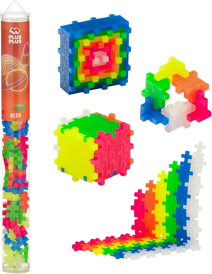 PLUS PLUS - 70 Piece Neon Color Mix - Construction Building Stem/Steam Toy, Kids Mini Puzzle Blocks