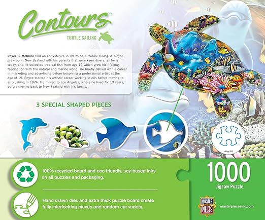 MasterPieces 1000 Piece Jigsaw Puzzle for Adults, Family, Or Youth - Turtle Sailing - 25.55"x 20.42"