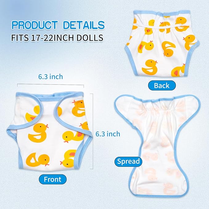 PEDOLLTREE Reborn Baby Dolls Clothes Accessories Yellow Duck 9pcs Set with Backpack Diaper for 17-22 Inch Reborn Doll Newborn Girl&Boy