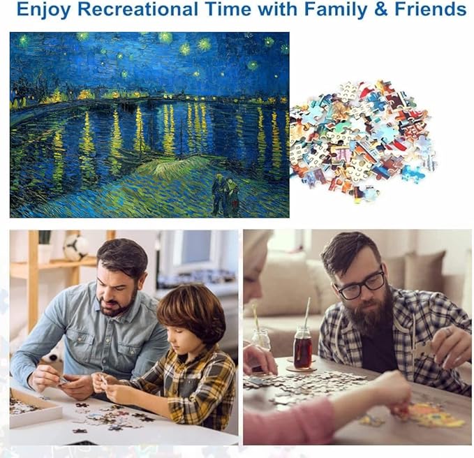 Jigsaw Puzzles for Adults 1000 Piece Starry Night Over the Rhone by Vincent Van Gogh 27.56 x 19.69 Inch Puzzles for Adults Educational Challenge Toy Van Gogh Puzzles 1000 Pieces for Adult