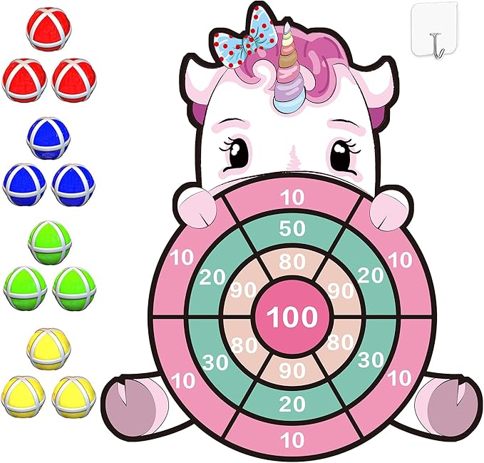 HONGID Unicorn Toys for 3-12 Year Old Girls,25”Large Dart Board Kids Toys for 6-12 Year Old Girls Teens Party Outdoor Games,Christmas Birthday Gifts for Girls Age 3-12, Pink (KL-2022)