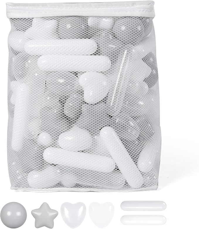 STARBOLO Ball Pit Balls for Baby and Toddler, 150 200 Pack White Mixed Shaped Balls Phthalate Free BPA Free Crush Proof Plastic Pit Balls Play Toys for Kids Ball Pit, Pool,Play Tent,Party