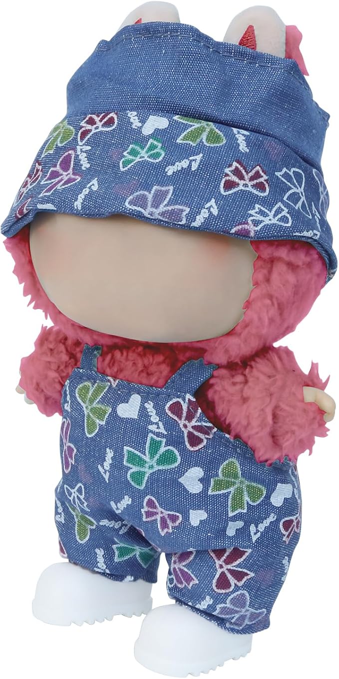 17cm Doll Clothes Sets(No Doll) Bowknot Jeans Outfits Handcrafted Designer Clothes Including Hat Overall and Shoes