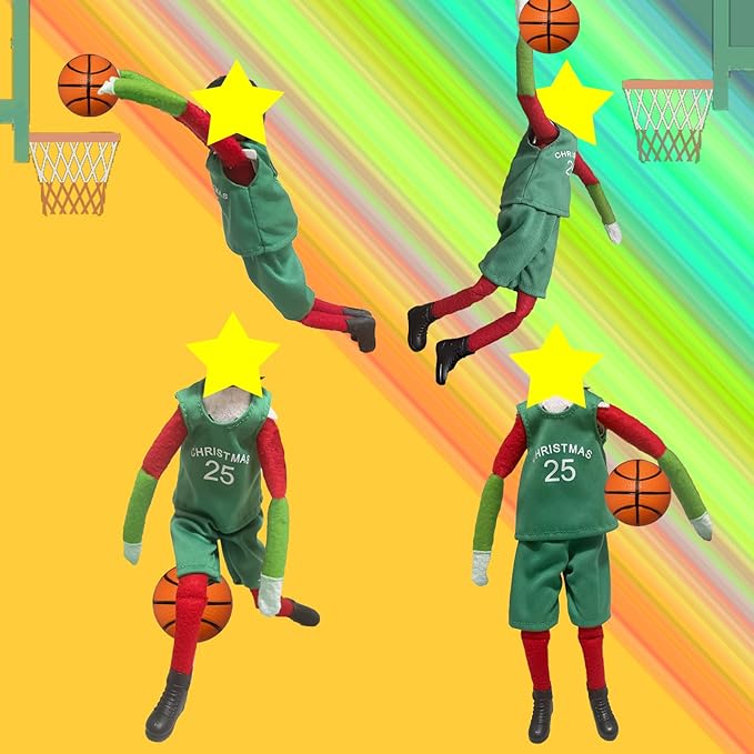Sport Christmas Elf Accessories for Elf Doll Clothes Included Jerseys, Shorts, Shoes, Basketball (Basketball)