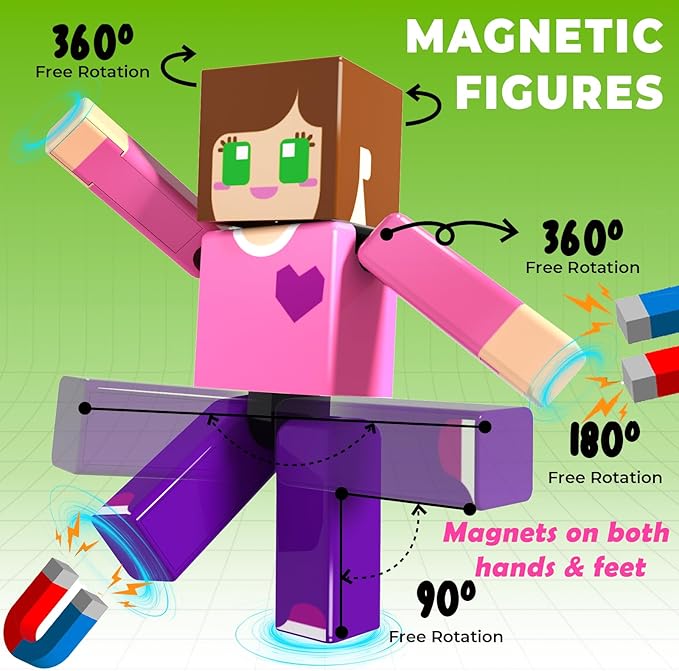 210 Pcs Magnetic Blocks - Magnetic Building Blocks Toys for Kids Ages 4-8, Magnet Cubes Stacking Classroom STEM Toys, Easter Birthday Gift for 3+ Year Old Boys Girls (Patent Pending)
