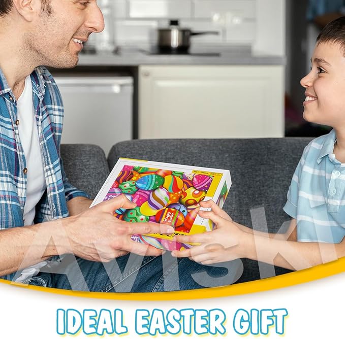 Easter Jigsaw Puzzles with 1:1 Reference Poster, Holiday Puzzles for Adults and Kids - 500 Pieces Puzzles, Egg Educational Games Gift for Elders Children Family and Friends