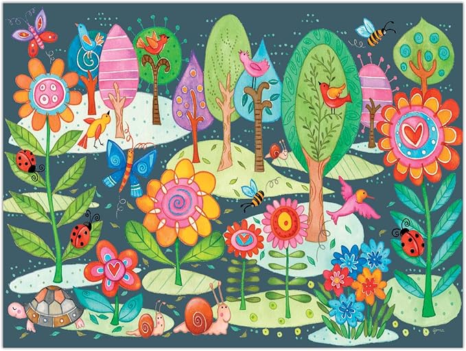 Crown Point Graphics Colorful Garden 500 Piece Jigsaw Puzzle, Soft Touch Design Puzzles for Adults, Made in USA
