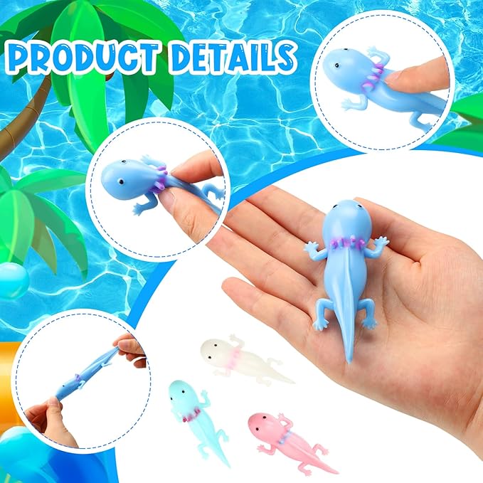 HyDren 28 Pcs Rubber Axolotl Slingshot Sensory Fidget Toy Axolotl Party Favors Party Supplies Stress Relief Toys for School Classroom Exchange Prizes Amphibiously Gifts Decor