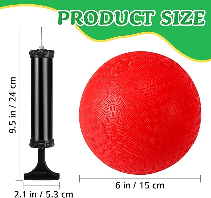 24 Pcs Playground Balls,6 Inch Inflatable Dodge Balls,Sport Bouncy Balls with a Hand Pump,Dodgeball Balls for Indoors Outdoors Ball Games,Gym,School,Camps,Picnic